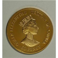 Elizabeth II, Proof Gold 50 Pence 40th Wedding Annivers 