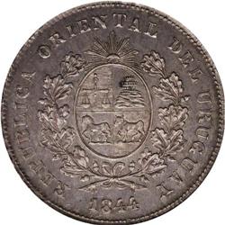 Republic Silver Peso 1844, KM-5, medal alignment, rare, 