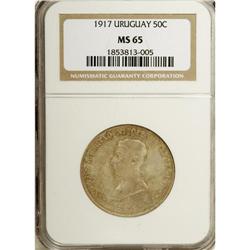 Republic 50 Centesimos 1917, KM22, MS65 NGC, a choice e 