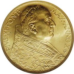 Pius XI gold 100 Lire 1931, KM-9, MS67 NGC, a gorgeous 