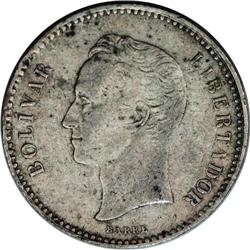 Republic 1/5 Bolivar 1879, KM-Y19.1 