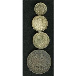 Euro mixture: (1) Lubeck 3 Mark 1908-A toned XF, (2) Pr 