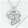 Image 1 : 10kt White Gold 0.25 ctw Dual Channel Princess Cut Diamond Open Heart Pendant Ne