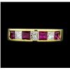 Image 2 : 0.80 ctw Ruby and Diamond Ring - 18KT Yellow Gold