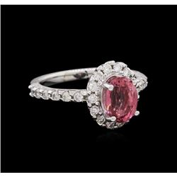 1.70 ctw Pink Tourmaline and Diamond Ring - 14KT White Gold