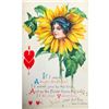 Image 1 : Original Edwardian Era Valentines Day Chromolithograph Postcard, Sunflower Girl, Helen Jeffers Poem