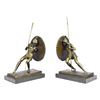 Image 1 : Pair of Warriors With Shields Bronze Bookend Sculptures