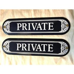 Pair of PRIVATE Enamel Club Signs