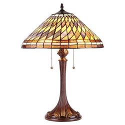 Tiffany-style 2 Light Mission Stained Glass Table Lamp