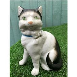 Rare 19thc English Staffordshire Porcelain Seated Cat