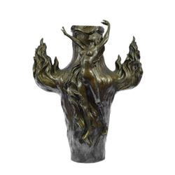 After Louis Chalon, Art Nouveau Bronze Vase