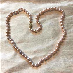 6mm Lavender Pink Cultured Pearls Necklace
