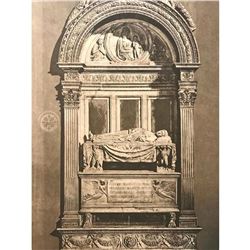 19thc Lithograph Tomb of Leonardo Bruni, Santa Croce Florence Italay