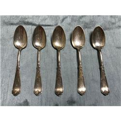 19thc Rogers Bros Newport/ Chicago Aesthetic Silverplate Flatware, Engraved Teaspoons