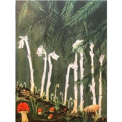 1920's Color Lithograph, Indian Pipe