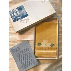 Vintage Handmade Linen Dogwood Tea Towel, Berry College