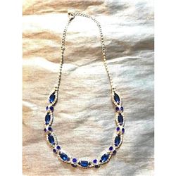 Sapphire Blue Crystal & Rhinestone Costume Necklace