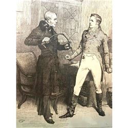 19thc Wood Engraving, Gentlemen Arguing, "You Threaten Me, Do You?"