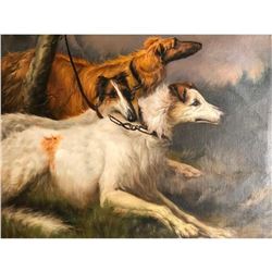 Russian Wolfhounds, Borzoi, OIl Painting