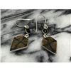 Image 4 : Chiastolite Cross Stone & Onyx Sterling Silver Earrings