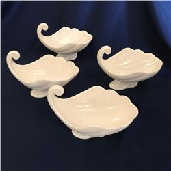 Set of Shell Form White China Nut Candy Servers