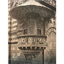 19thc Engraving, Prato Cathedral, Tuscany Italy