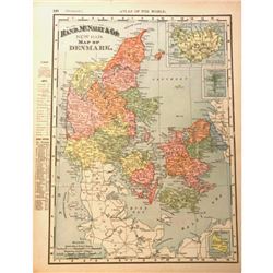 Late 1800's Atlas Map of Denmark