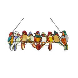 Birds On A Vine Stained Glass Hanging Window Panel