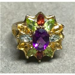 Multi-gemstone Sterling Cocktail Ring