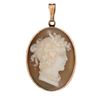 Image 1 : 14kt Gold Carved Shell Cameo Brooch Pendant