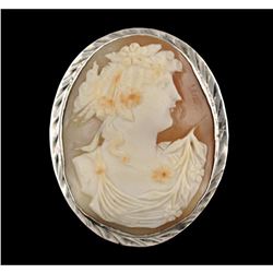 Sterling Silver Italian Cameo Brooch Pin