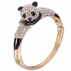 Panda Bear Crystal Cuff Bangle Bracelet