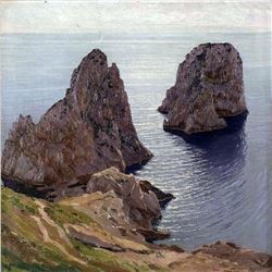 After Paul von Spaun, Faraglioni in Capri Ceramic Art Tile