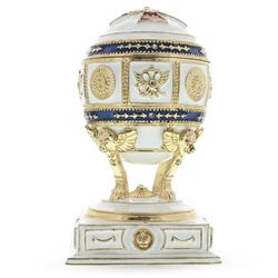 Faberge Inspired Russian Royal Red Cross Trinket Jewel Box Egg