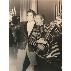 Elivs & Liberace, Las Vegas Debut Black & White Photo Poster Print