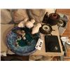 Image 1 : GROUP LOT INCLUDES: BIRDBATH, DUCK BAROMETER, METAL BELL, POTTERY & ASSTD SMALL ITEMS  ETC -