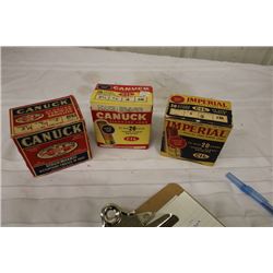 3 Boxes w Product- 20 GA Shotgun Shells Canuck & Imperial