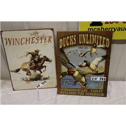 2 Metal Signs 16" x 12" - 1) Winchester 1) Duck's Unlimited