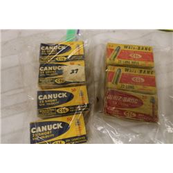 5) boxes - 250 Rds 22 L, 3) Whiz Bang & 4) CIL Canuck