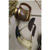 Image 2 : Hide Scraper, Rescue Dog Collar Barrel, Leather Display & Powder Horn