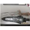 Image 1 : New Decorative (Sharp) Heavy Knife 17" L w Leather Sheath- Very Heavy Handle w Skull & Demon Design