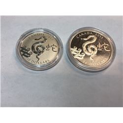2013 Royal Canadian Mint $15 & $10 Fine Silver Coins