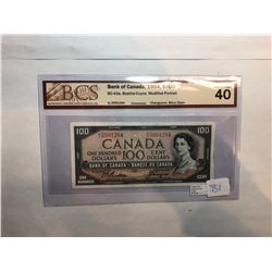 1954 Canadian $100 Bill - Modified Portrait