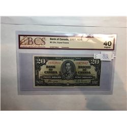 1937 Canadian $20 Bill