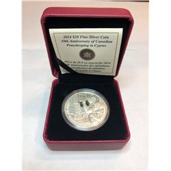 2014 Royal Canadian Mint $20 Fine Silver Coin - Peacekeeping in Cyprus