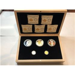 2014 Royal Canadian Mint 5 Coin Gold, Platinum, and Fine Silver Set