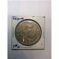 1934 Poland 5 Zlotych Coin