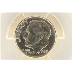 1963 SILVER ROOSEVELT DIME PCGS MS63