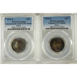 2 PCGS SLABS BOTH 1976-S WASHINGTON SILVER 1/4'S