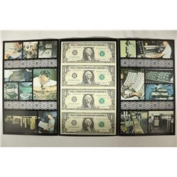 UNCUT SHEET OF 4-1985 $1 FRN'S CRISP UNC